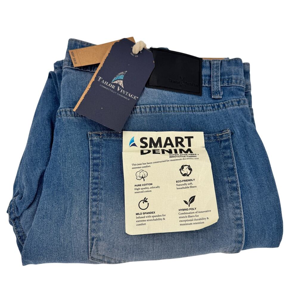 Tailor Vintage Jeans Mens‎ 40x30 ACTUAL) Bristol Skinny Fit Smart Denim Blue NEW